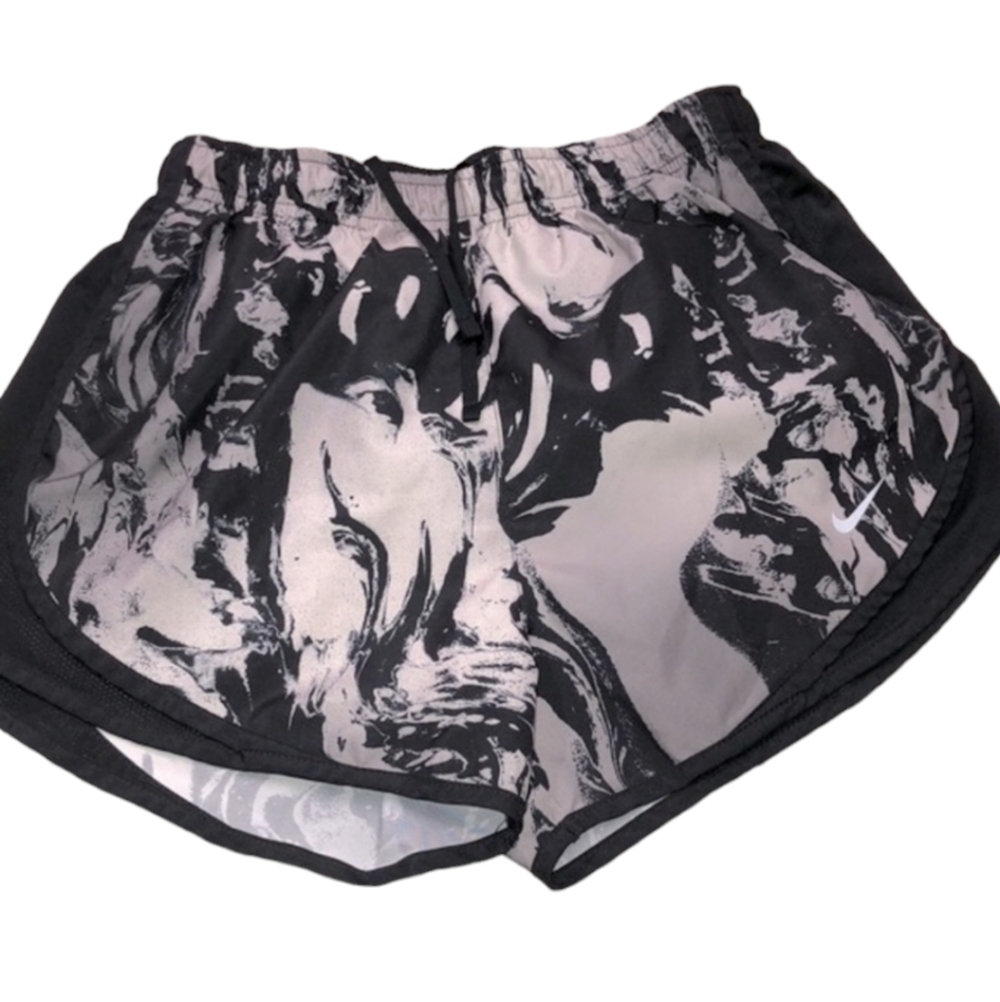 Nike Dri fit black swirl print athletic running shorts size medium